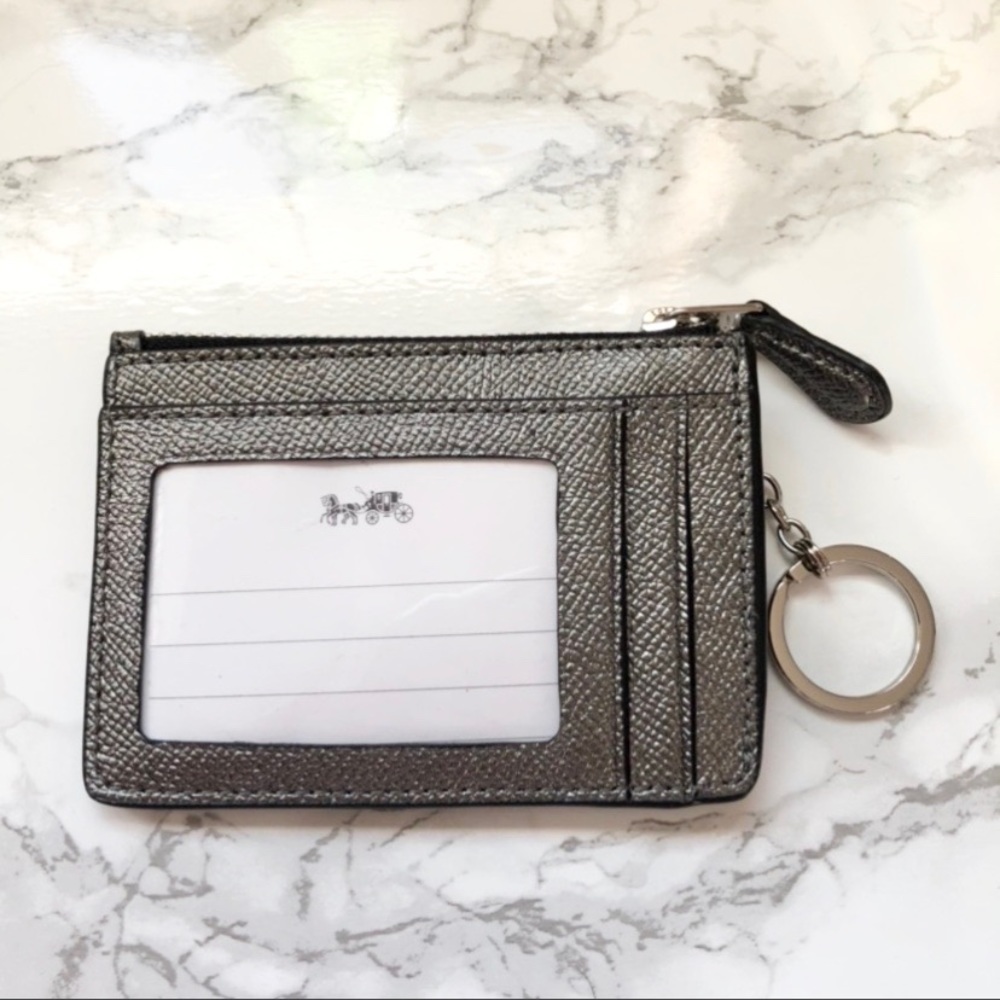 Coach Leather Mini id skinny Key Chain Card Case Holder - Picture 3 of 4